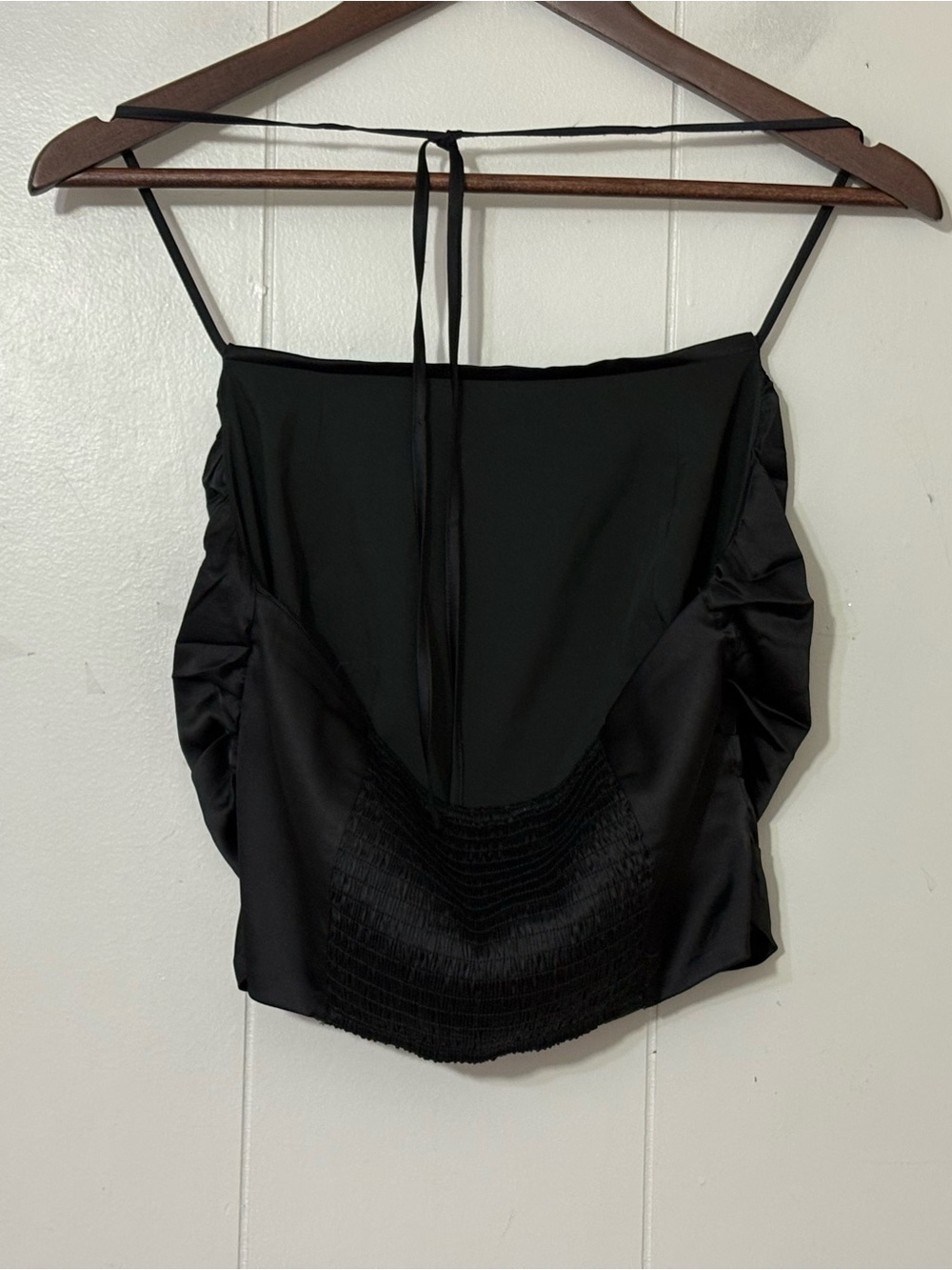 ASTR The Label Black Satin Cami Top Size Small Ruched Party Going Out - Picture 2 of 5